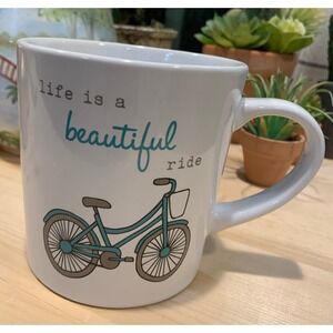 Life Is A Beautiful Ride Bicycle Coffee Tea Cottagecore Inspirational Gift Mug